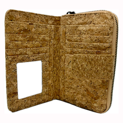 Cork Wallet - Green Floral Pattern