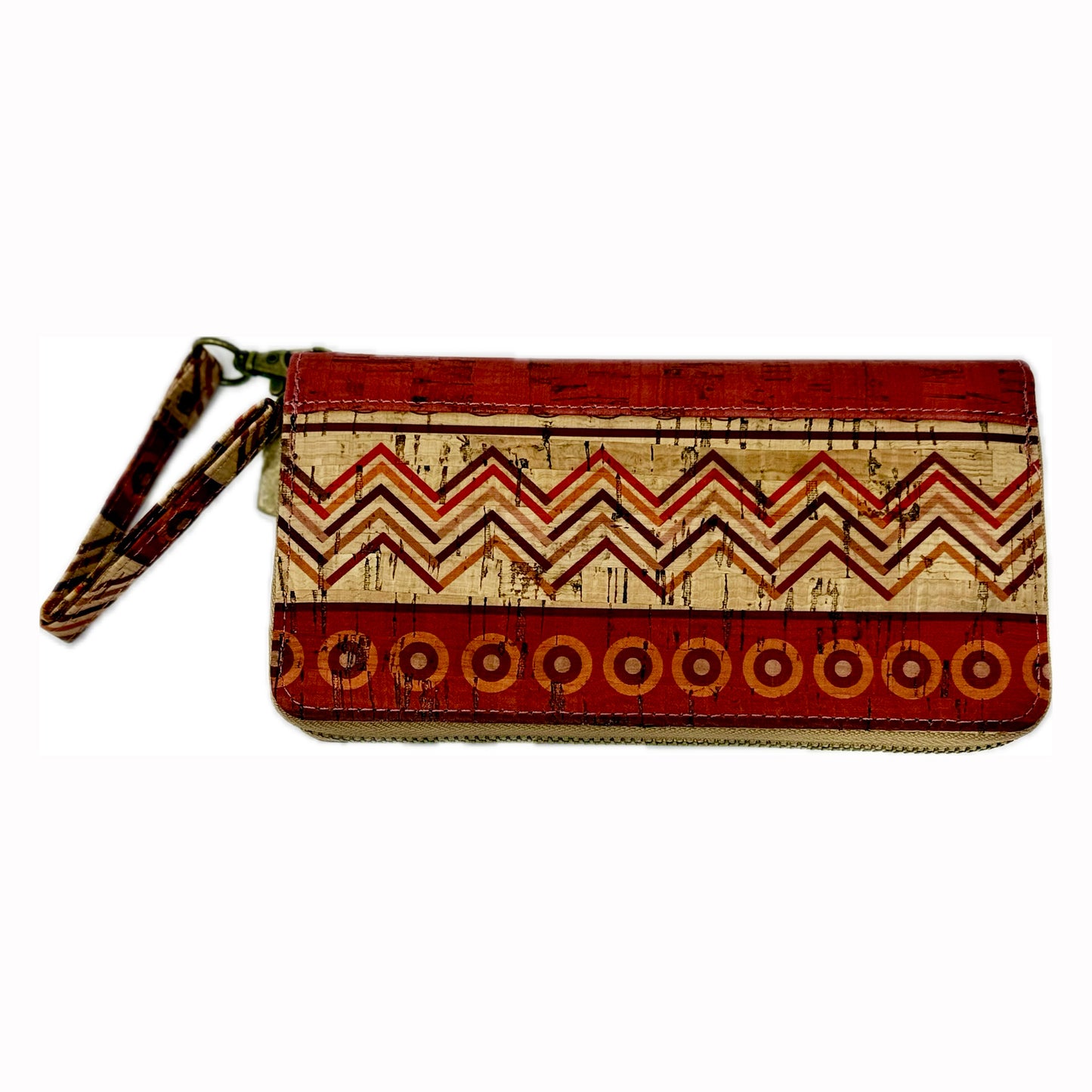 Cork Wallet - Red Zig Zag Pattern